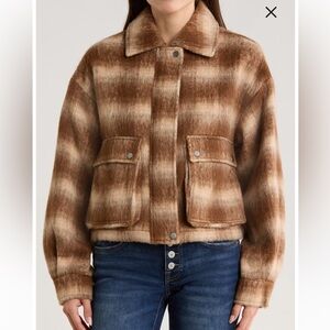 Lucky Brand Tan and Cream Plaid Jacket